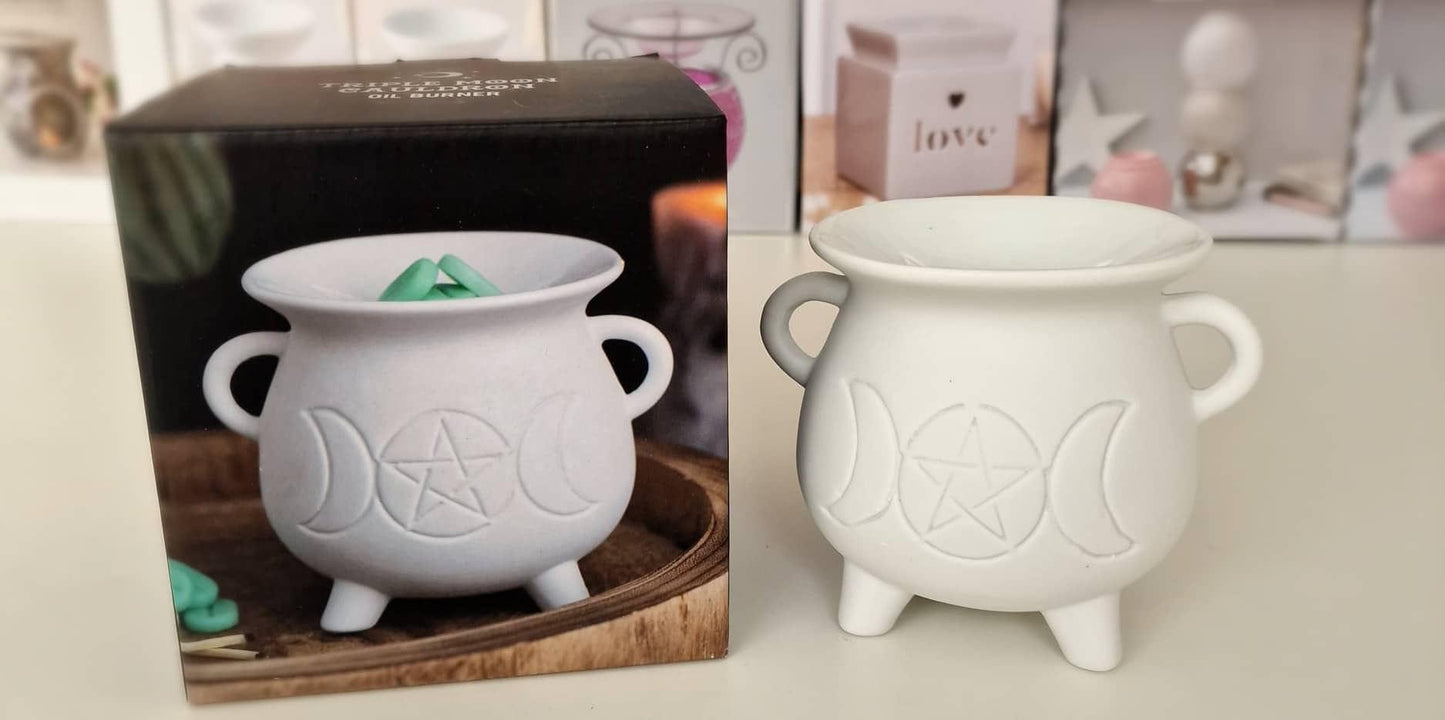 Pentagram White Triple Moon Oil/Wax Burner