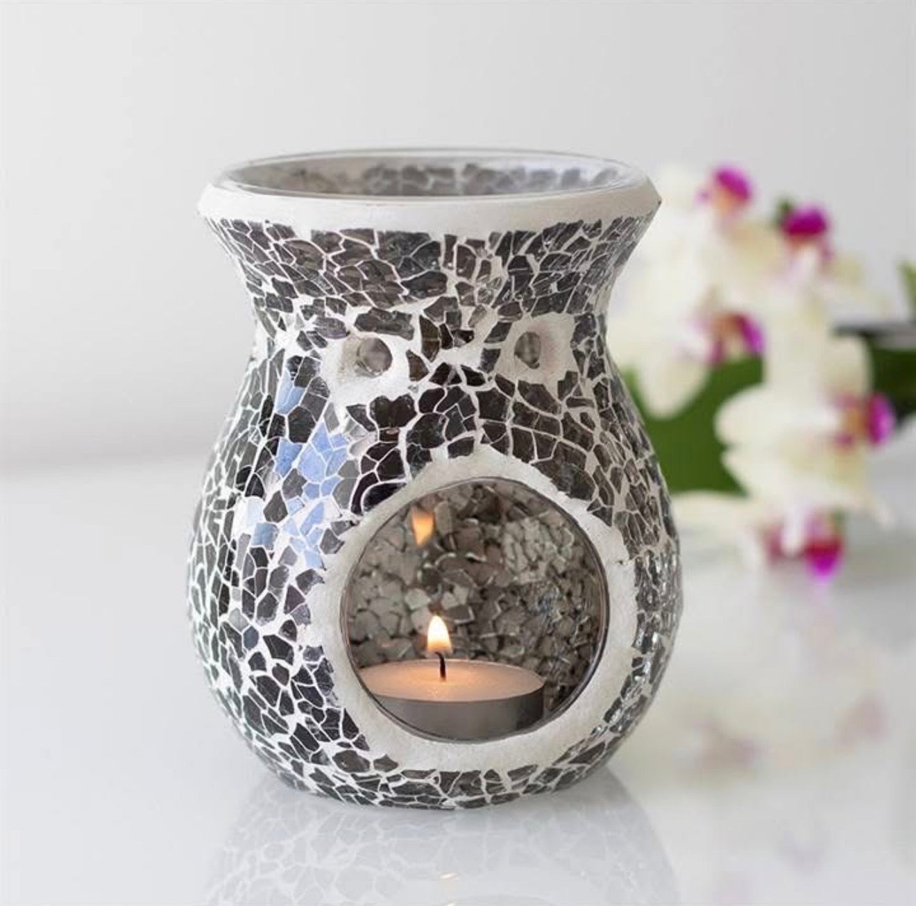 Crackle Wax Burner Silver