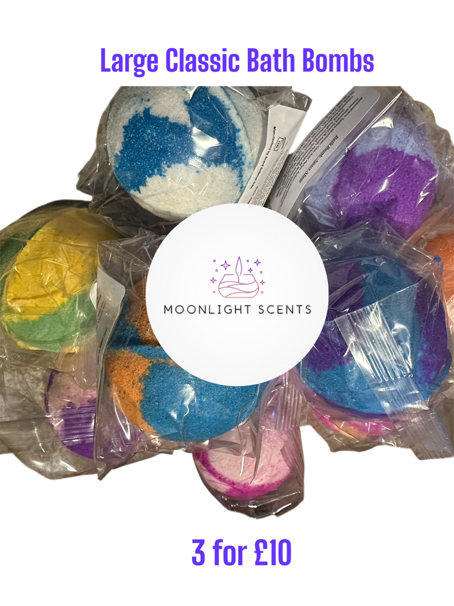 3 for £10 - Large Classic Bath Bomb Round